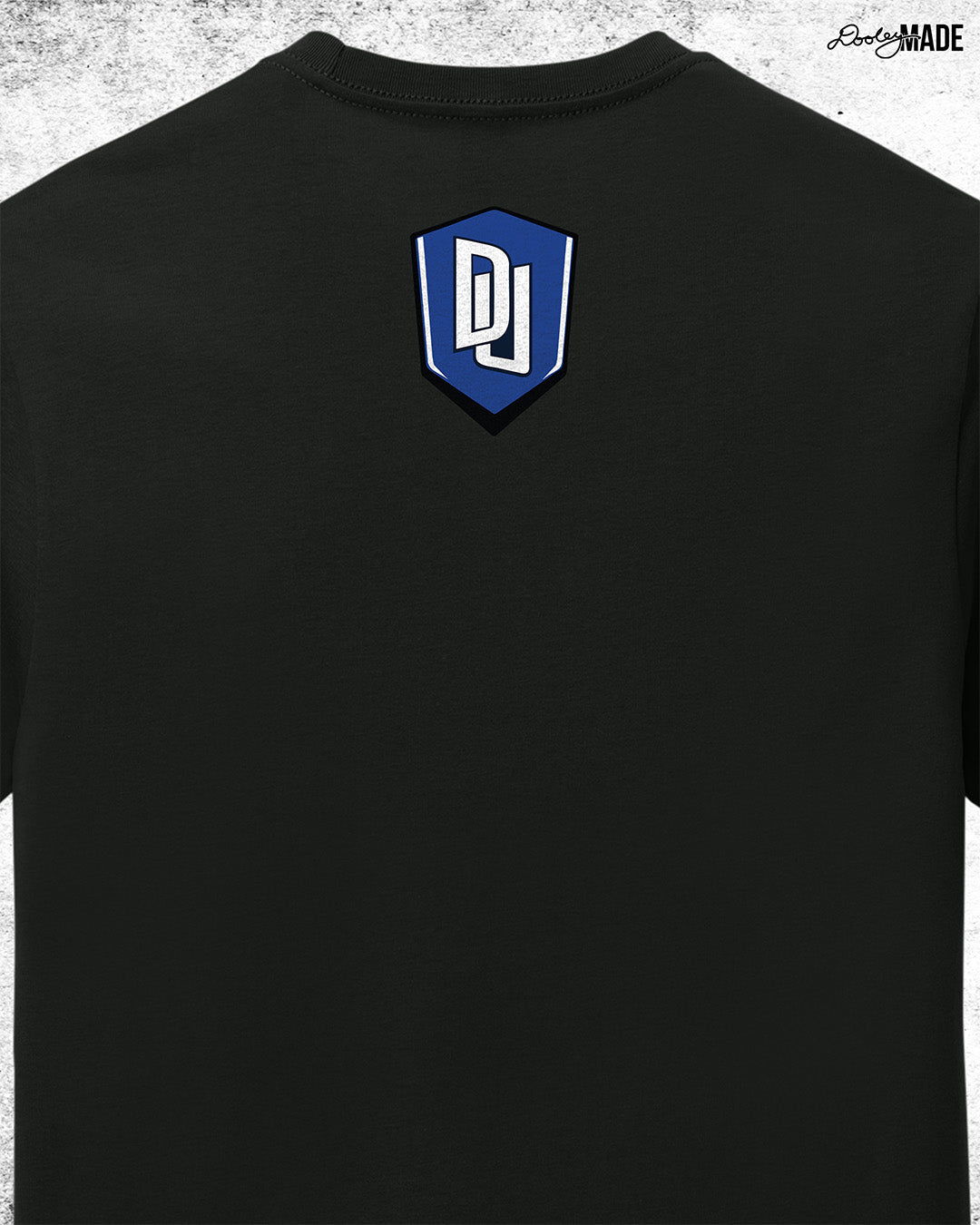 Back of Custom Dillard University graphic tee shirt in black with DU logo and Bleu Devil mascot. Celebrate HBCU pride.