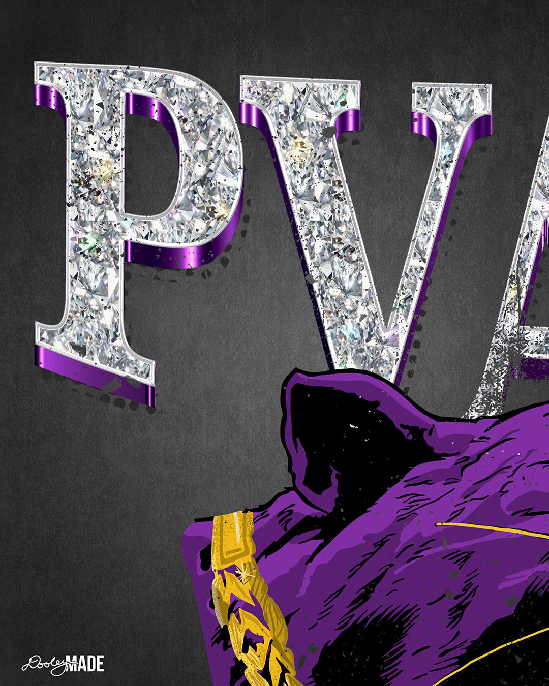 A portion of a "Welcome to the Hill" Prairie View A&M shirt featuring decorative text with 'PVAMU in diamond letters on a Coal Grey background.