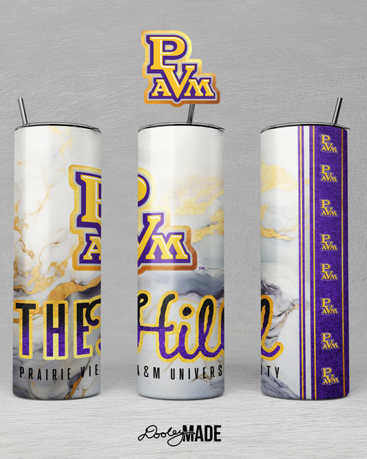 PVAMU "The Hill" 20oz Tumbler -  Marble and Gold