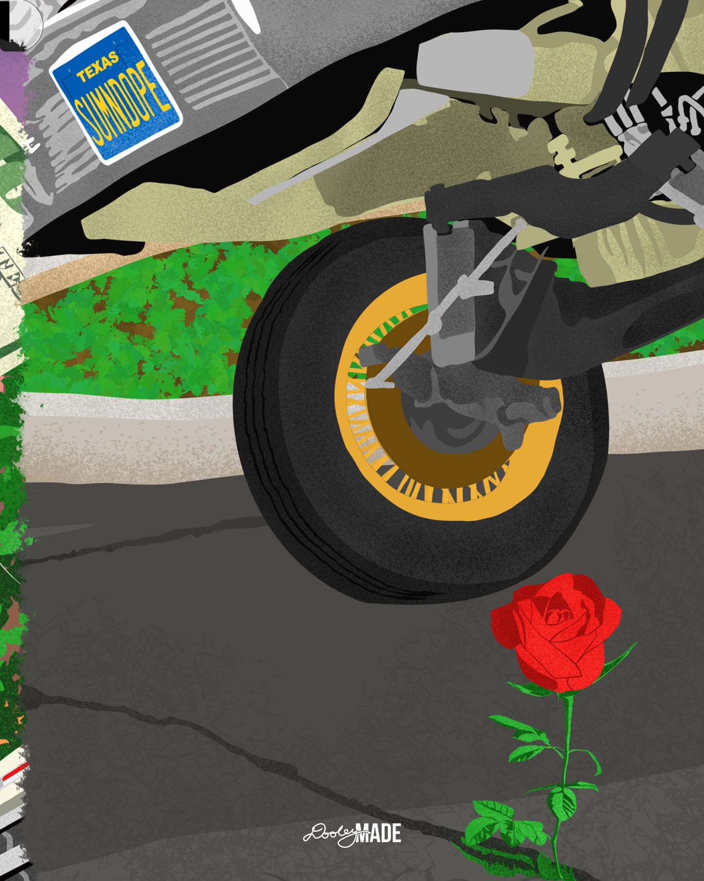 Dallas Concrete Rose Wall Art