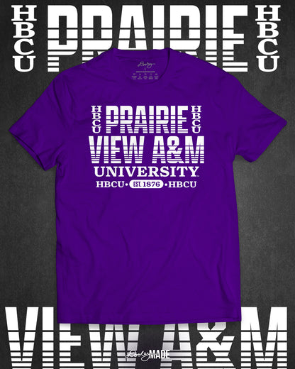 Purple Prairie View A&M University HBCU shirt with bold white text design, celebrating Black excellence and HBCU pride. Est. 1876. Perfect for alumni and students.