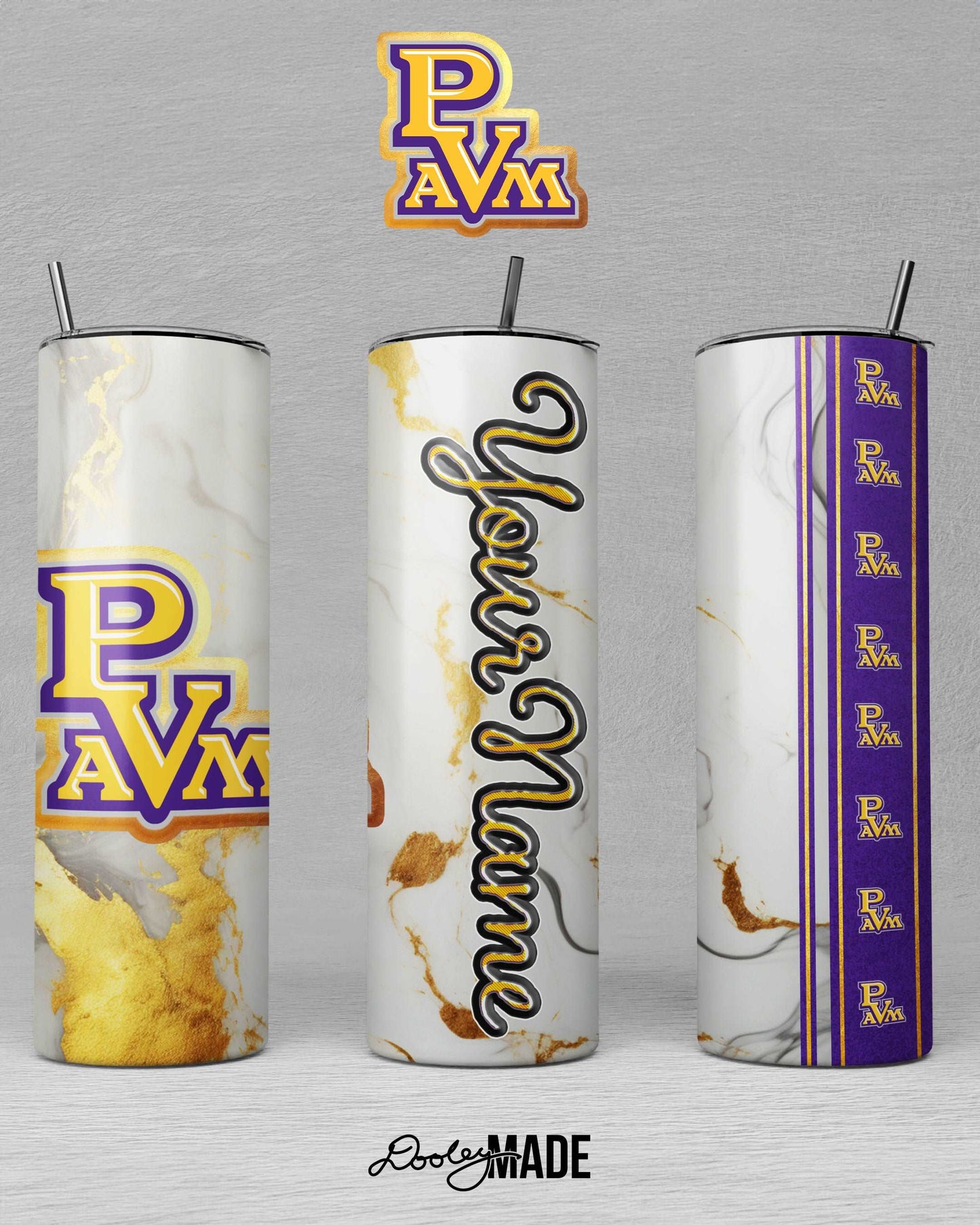 PVAMU Marble and Gold Customized 20oz Tumbler